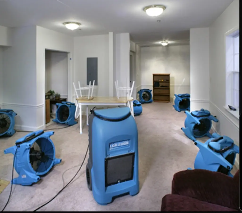 Air movers and dehumidifier setup for Water Extraction & Removal in North Miami